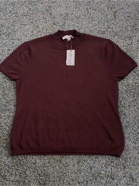 Philosophy Wine-Red Short Sleeve Knit Top
